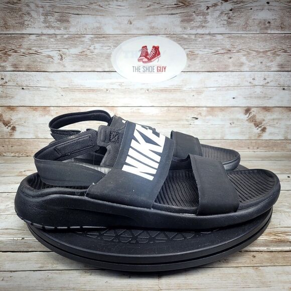 Nike Women's Size 10 Tanjun Comfort  Black/White Open Toe Sandals - Picture 1 of 10
